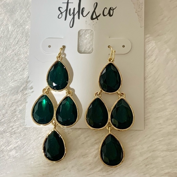 NWT Style & Co green drop earrings 💍💎👑💕 - Picture 4 of 9